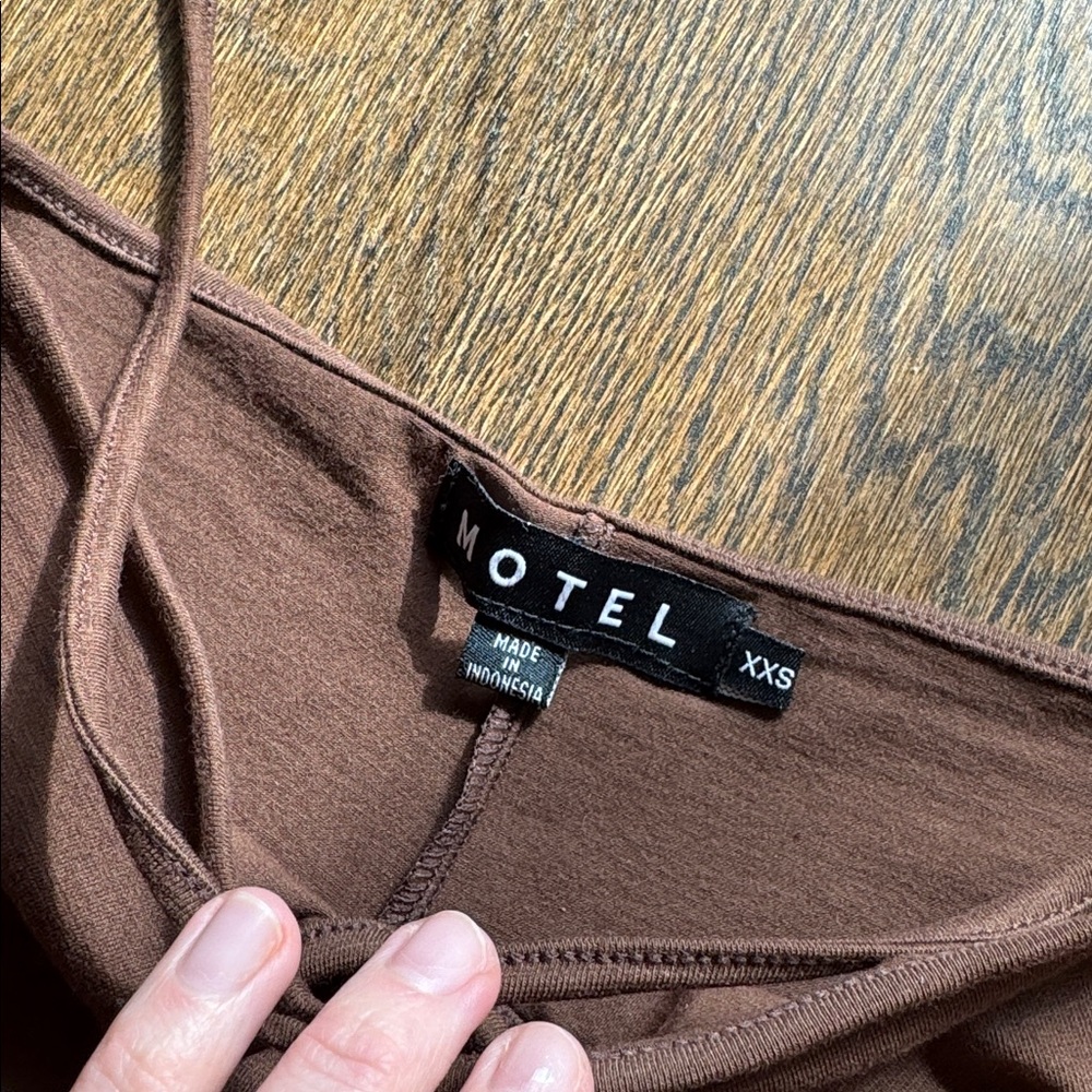Chocolate Brown Flare Stretch Pants with Belly Button Hole - Picture 4 of 4